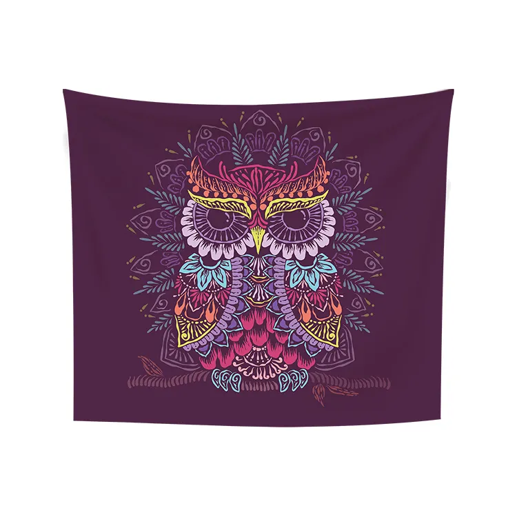 Owl Psychedelic Trippy Tapestry Wall Hanging Hippie Tapestry For Bedroom Glow In The Dark Party Living Room Decor Poster