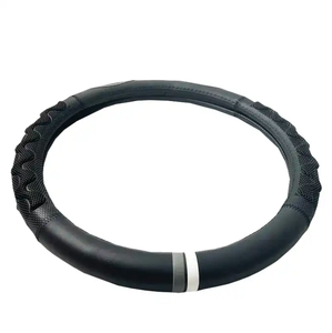 Housse de <span class=keywords><strong>volant</strong></span> de voiture en caoutchouc PVC respirante en <span class=keywords><strong>cuir</strong></span> microfibre protecteur de couverture de roue de voiture antidérapant - Product Image 4