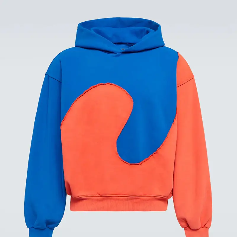 Personal isierte zweifarbige Block Kontrast Stich Hoodie benutzer definierte zweifarbige Patchwork Hoodie Sweatshirt für Männer