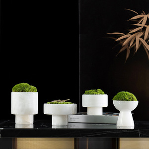Modern Luxury Marble <b>Vase</b> <b>Decorative</b> Flower Planter <b>for</b> Living Room Hotel Sales Office Model Room Soft Furnishing - Product Image 1