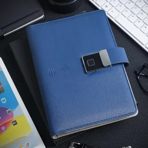 Grosir Notebook bisnis multifungsi A5 A6 Notepad kulit jurnal longgar daun pengisi daya nirkabel ide hadiah profesional