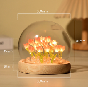 2025 handmade hiện đại Tulip hoa thủy tinh bóng đèn nhà trang trí phòng ngủ ánh sáng ban đêm LED pha lê ấm Pin Acrylic tự làm Mini - Product Image 4