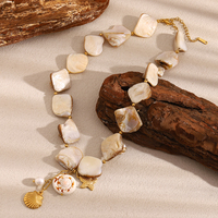Dreamshow Bijoux de déclaration Ensemble de bijoux avec collier en coquillage baroque Ensemble de bijoux mode d'été en acier inoxydable