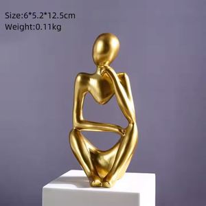 Harz-Dekofiguren für Zuhause: Abstrakte Art-Deco-Skulpturen, Goldene Denker-Statue, Figur-Ornament für Schreibtisch, Büro und Heimdekoration - Product Image 4
