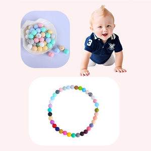 Vente en gros vrac 15mm Perles rondes solides en silicone PVC Clip pour sucette sans BPA pour bébé Accessoires à mâcher et stylos en silicone <span class=keywords><strong>Diy</strong></span> - Product Image 5