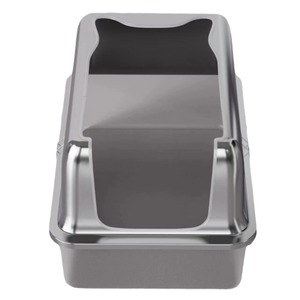 Caja de arena para gatos de metal y plástico, rectangular, plateada, a prueba de salpicaduras, 60x40x40 cm - Product Image 2