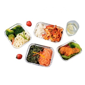 Custom Disposable 450ml Aluminum <b>Foil</b> <b>Container</b> with Rectangular Pattern Lids Recyclable and for Food Serving - Product Image 2