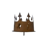 Adorno de valla para jardín y patio exterior, estilo campestre, con diseño hueco de corona de hierro oxidado vintage, de fábrica directa y para exportación.
