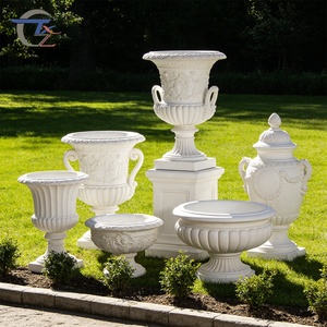 Urne Romaine Sculptée Vintage en GFRC, Pot de Fleurs Européen Grand Format Personnalisable en Couleur et Texture pour Manoir, Zone Scénique, Jardin Botanique - Product Image 2