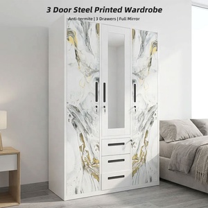 Armario de acero personalizado de tres <span class=keywords><strong>puertas</strong></span> <span class=keywords><strong>con</strong></span> puerta corredera y organizador de ropa - Product Image 1