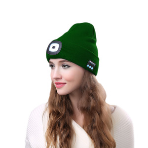 Chapeau d'hiver en tricot <span class=keywords><strong>avec</strong></span> écouteurs <span class=keywords><strong>Bluetooth</strong></span> lumineux, lumière LED, lumineux, pour la randonnée en montagne, musique mains libres, chapeau <span class=keywords><strong>avec</strong></span> écouteurs - Product Image 1