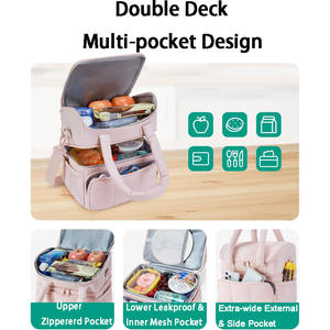 Nouvelle boîte à lunch isolée Double couche pour femmes <span class=keywords><strong>sac</strong></span> fourre-tout à lunch matelassé <span class=keywords><strong>sac</strong></span> de pique-nique réutilisable Durable étanche - Product Image 4