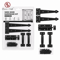 Kit de quincaillerie pour porte de remise noire - Charnières en T, poignée en D, verrou à barillet - Ensemble complet pour portail en bois extérieur, remise, abri de jardin