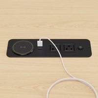 Prise intelligente encastrée universelle avec chargeur sans fil, ports USB-A PD et prises CA, en ABS, modèle LK-061, design barre pour bureau