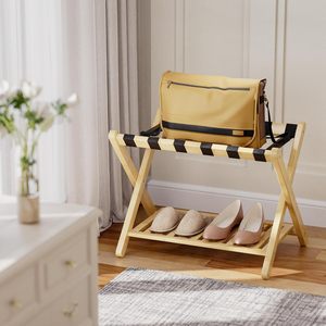 Étagère de support de <span class=keywords><strong>valise</strong></span> de <span class=keywords><strong>porte</strong></span>-bagages en bambou pliable de haute qualité <span class=keywords><strong>pour</strong></span> <span class=keywords><strong>chambre</strong></span> à coucher et <span class=keywords><strong>chambre</strong></span> d'amis d'hôtel - Product Image 2