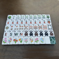 Tuiles de Mahjong en Acrylique de Bambou Américain Personnalisées et Luxueuses, Gravées au Laser, Surface Lisse et Durable, Motif Exquis, pour 4 Joueurs