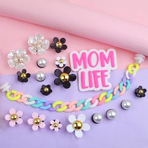 Bogg Bag Charms <b>Accessories</b> Set with Pearls Flowers Chain Decorative Bogg Bag for Women Girls Rubber <b>Beach</b> Tote Bag Insert Charm - Product Image 3