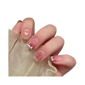 Искусственные ногти многоразовые розовые Xl средней длины, 24 упаковки, прозрачное полное покрытие с клеем, новые наконечники, длинные ногти в паре