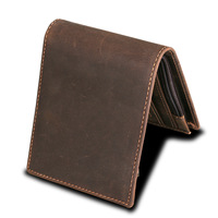 Usine directe Logo personnalisé cuir de vachette noir en cuir véritable hommes portefeuille en cuir à deux volets avec blocage Rfid