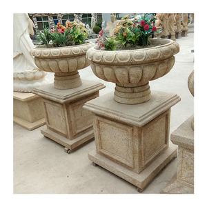 ราคาที่ดีหรูหราหินแกะสลักหินแกรนิตธรรมชาติสีขาวหินอ่อนกระถางดอกไม้ที่มีรูปปั้น - Product Image 5