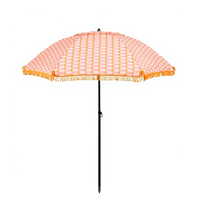 Parasol de plage inclinable en acier avec franges rondes, imperméable, facile à transporter, en polyester, style balinais, pour la vente en gros