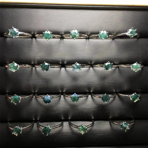 Wholesale Crystal Rings Fashion Jewelry Green <strong>Gem</strong> S925 Silver <strong>Moss</strong> <strong>Agate</strong> Rings for Gifts - Product Image 2