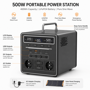 Station <span class=keywords><strong>d</strong></span>'alimentation portable 500W <span class=keywords><strong>à</strong></span> bas <span class=keywords><strong>prix</strong></span> et générateur solaire avec batterie LiFePO4, contrôleur MPPT, alimentation <span class=keywords><strong>de</strong></span> secours pour utilisation en extérieur - Product Image 3