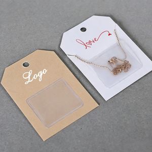 Tarjeta de exhibición personalizada al por mayor, tarjeta para collar/pulsera/pendientes con bolsa autoadhesiva, etiqueta de embalaje de joyería a prueba de polvo - Product Image 1
