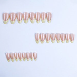 Lot de 24 <span class=keywords><strong>faux</strong></span> <span class=keywords><strong>ongles</strong></span> <span class=keywords><strong>courts</strong></span> en amande, faits main, couleur nude naturelle, avec gel adhésif, pour doigts – Nouveauté très prisée - Product Image 4