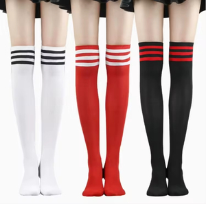Chaussettes longues classiques neuves pour femmes, au-dessus du genou, pour le printemps, avec trois bandes, vente en gros, haute qualité - Product Image 4