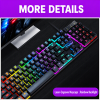 Clavier filaire T-Wolf T20 104 touches rétroéclairé coloré, disposition arabe, espagnole, russe, étanche, ergonomique pour PC Gamer