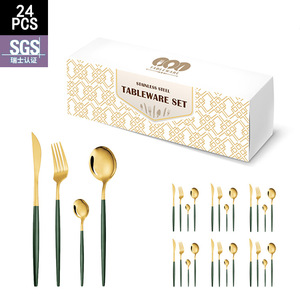 Juego de Cubiertos Jieyang Western de 24 Piezas, Acero Inoxidable 410, Mango Plano, Estilo Portugués, Apto para Lavavajillas, Regalo de Navidad - Product Image 2