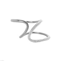 Anillo Abierto Riva de Dos Tonos con Diamantes en Plata de Ley 925 Gemnel
