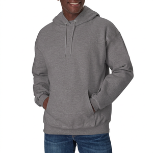 Sudadera con Capucha Gris para Hombre, 100% Algodón, Felpa Francesa, Antipelusas, con Bolsillo, para Uso Casual de Invierno, ODM - Product Image 1