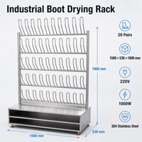 Séchoir à bottes commercial désodorisant à l'ozone avec circulation d'air chaud, support en acier inoxydable pour le séchage des bottes, idéal pour les usines de vêtements de travail
