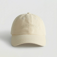 Casquette de baseball unisexe en coton délavé couleur crème à 6 panneaux, broderie de lettres ton sur ton en relief, style Dad Hat pour usage quotidien décontracté – Vente en gros