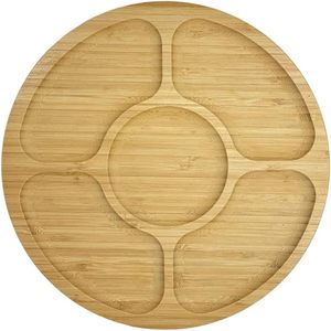Rundes Holz Servier brett Kreis Essen Serviert ablett für Küche Holz Snacks Geteilte Platte Obstschale Tablett - Product Image 3
