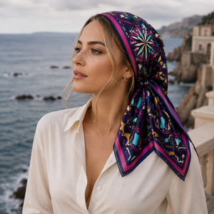 Pañuelo de Moda con Estampado Digital Europeo Americano para Mujer, Pañuelo Cuadrado de Seda para Adultos, Reversible, Transpirable, para Uso Diario en Todas las Estaciones - Product Image 2