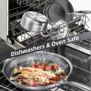 Chảo thép không gỉ 3 lớp 304, chảo rán thép không gỉ ba lớp, chảo chống dính lai, chảo thép không gỉ - Product Image 5