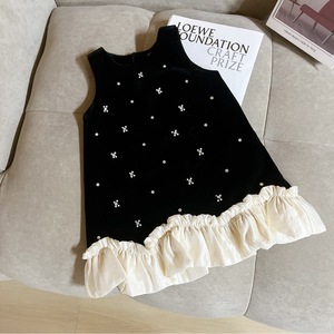 Tongxingyuan Girls Dress Set Autumn Winter Thick Warm Velour Princess Puff Sleeve Outfit Cotton Fabric - Product Image 2