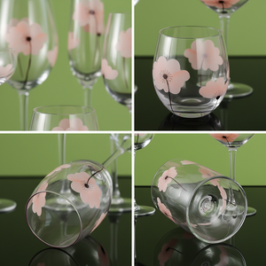 Hồng Bán Buôn Cổ Điển Quế Bột Hoa Cao Chân Rượu Vang Đỏ Ly Thủy Tinh Thiết Lập Handmade 8-Mảnh Cho Đảng Đám Cưới - Product Image 2