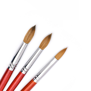 Pinceau à ongles en acrylique 100% Kolinsky à manche en bois rouge, marque privée, plusieurs tailles, poils de zibeline, pour manucure en salon - Product Image 3