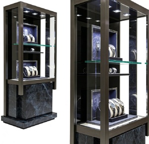 Vetrina Espositiva di Lusso a Più Livelli per Orologi, Espositore in Vetro di Alta Gamma per Negozi di Orologi con Base in Marmo per Retail di Lusso - Product Image 1