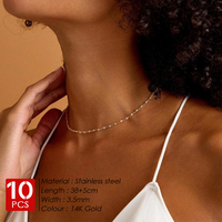 Collier en acier inoxydable plaqué or eManco, 10 pièces, avec pierres de naissance en cristal, collier à perles colorées pour femmes, cadeau d'anniversaire