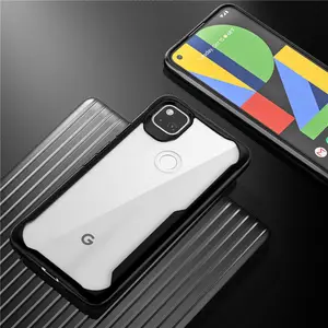 Google Pixel 5 6 7 pro用の高透明でエレガントな耐衝撃性アクリル2in1シリコン & ハードPC電話ケース