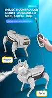 Ferngesteuerter Realistischer Roboterhund - DIY Interaktives STEM-Haustier, RC-Roboterhund-Spielzeug mit Lauf- und Sprühfunktion für Kinder ab 6 Jahren (Dunkelgrau)