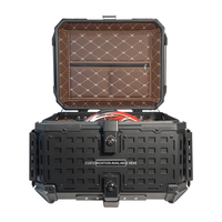 Boîte à bagages arrière pour moto F2-moto 55L en aluminium avec plaque pliable et protections d'angle en forme de H des deux côtés