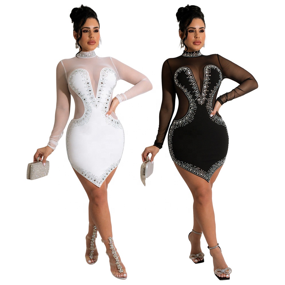 パーティードレス Embellished Sequined Mesh Mini Dress 05103-