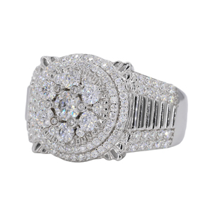 Custom Jewelry Fashion Ring White Gold Iced Out Big Stone Flower VVS Moissanite Diamond Ring Hip Hop Ring for Mens - Product Image 2