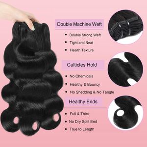Bundles de cheveux humains bruts 15A vendeur de cheveux de vague de corps vierge brésilienne 100% extensions de cheveux naturels non traités tissage rapide pour les femmes - Product Image 2